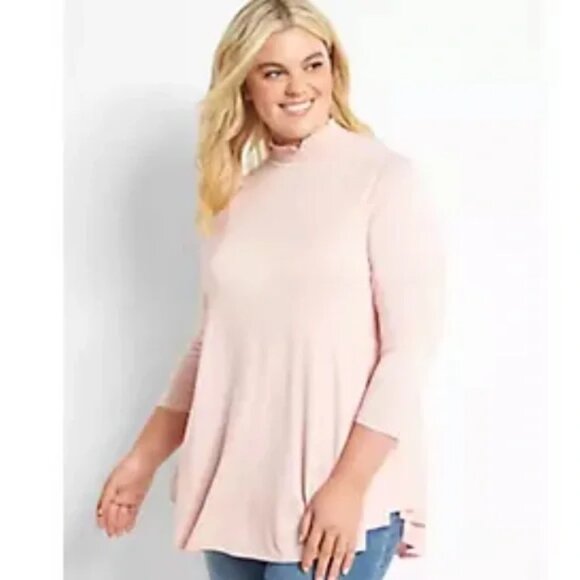 Lane Bryant  Mock-Neck Max Swing Tunic in Pink 10/12 - Picture 1 of 16